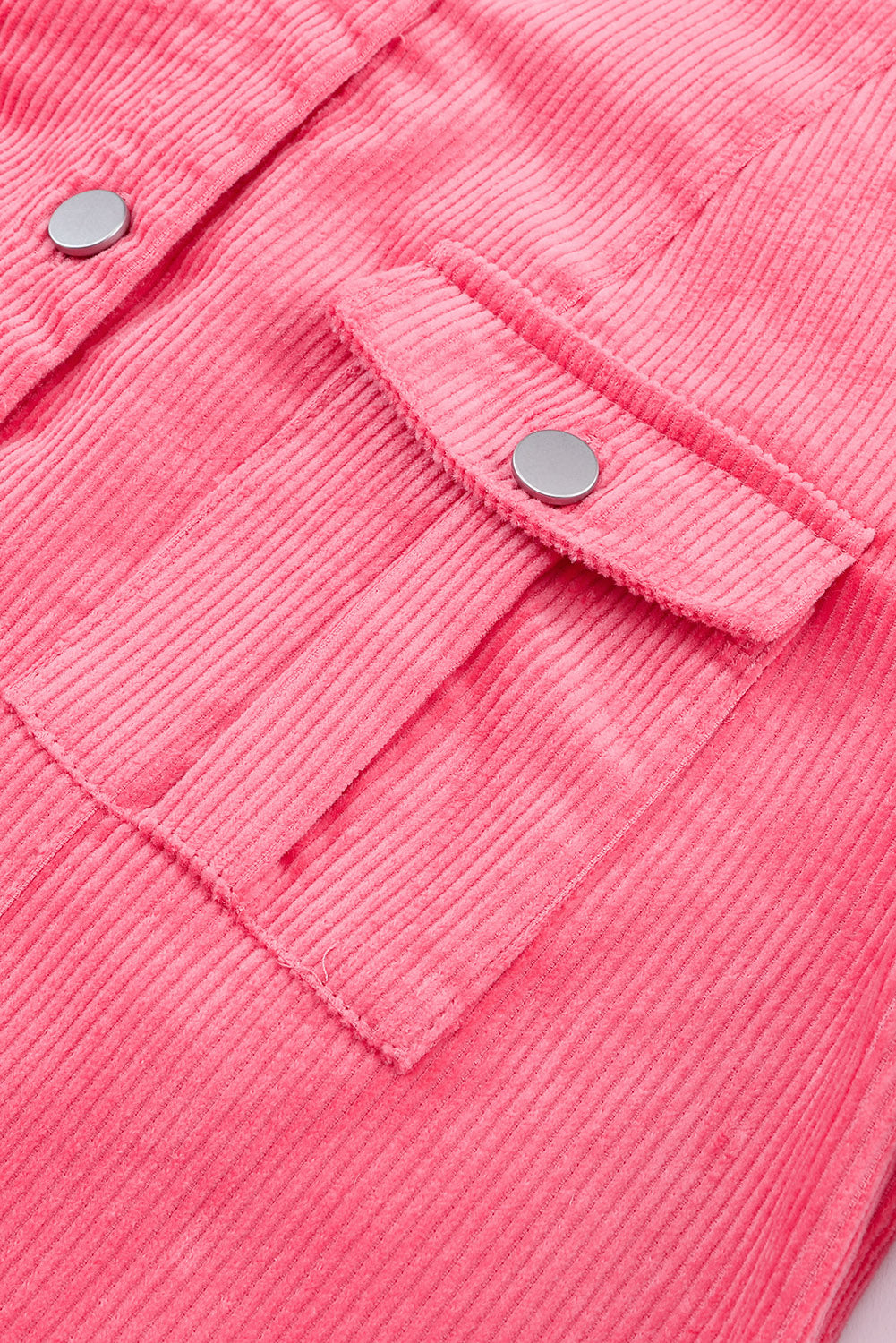 Pink Buttoned Flap Pocket Corduroy Jacket