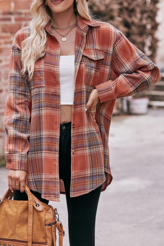 Multicolor Plaid Print Flap Pocket Shirt