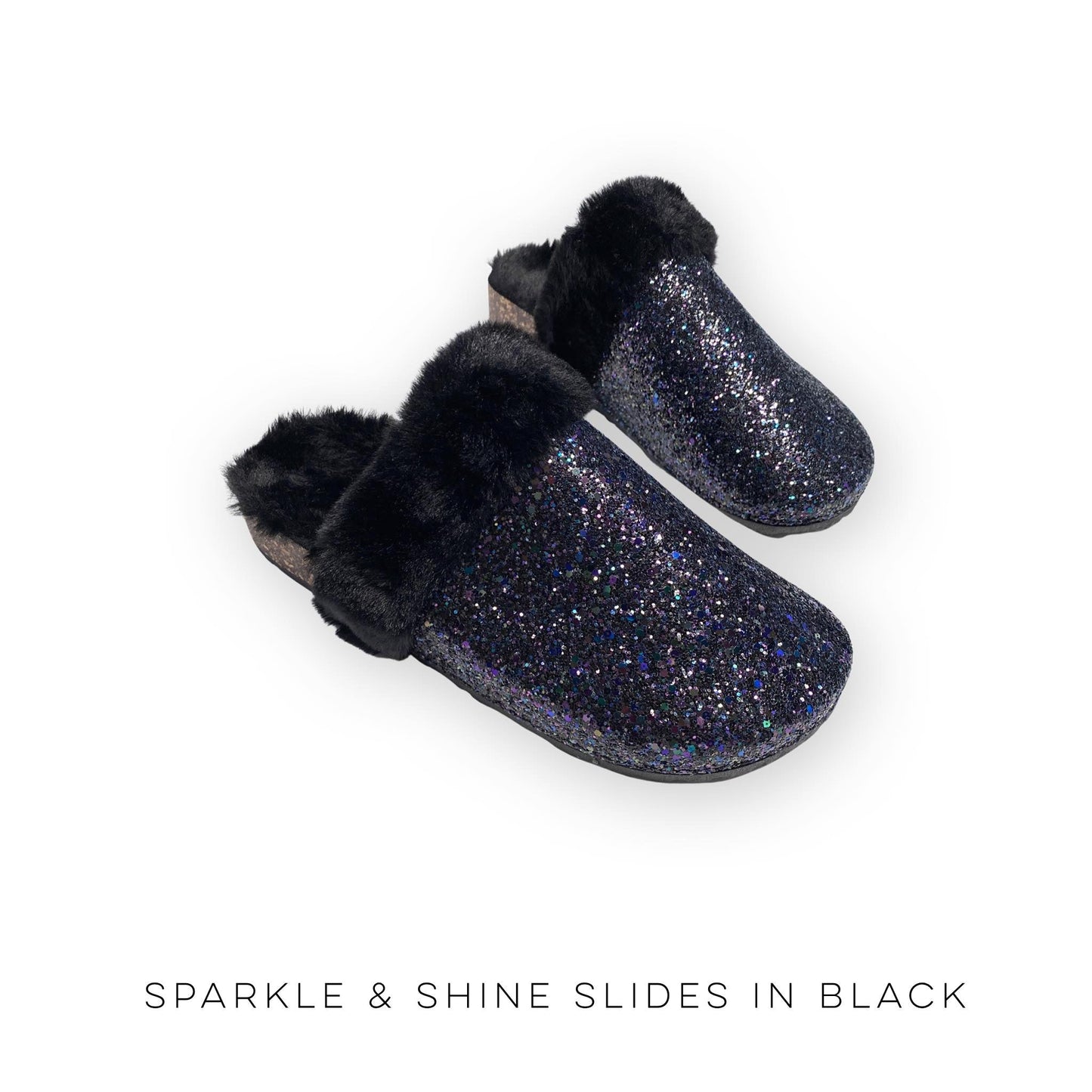 Sparkle & Shine Slides in Black