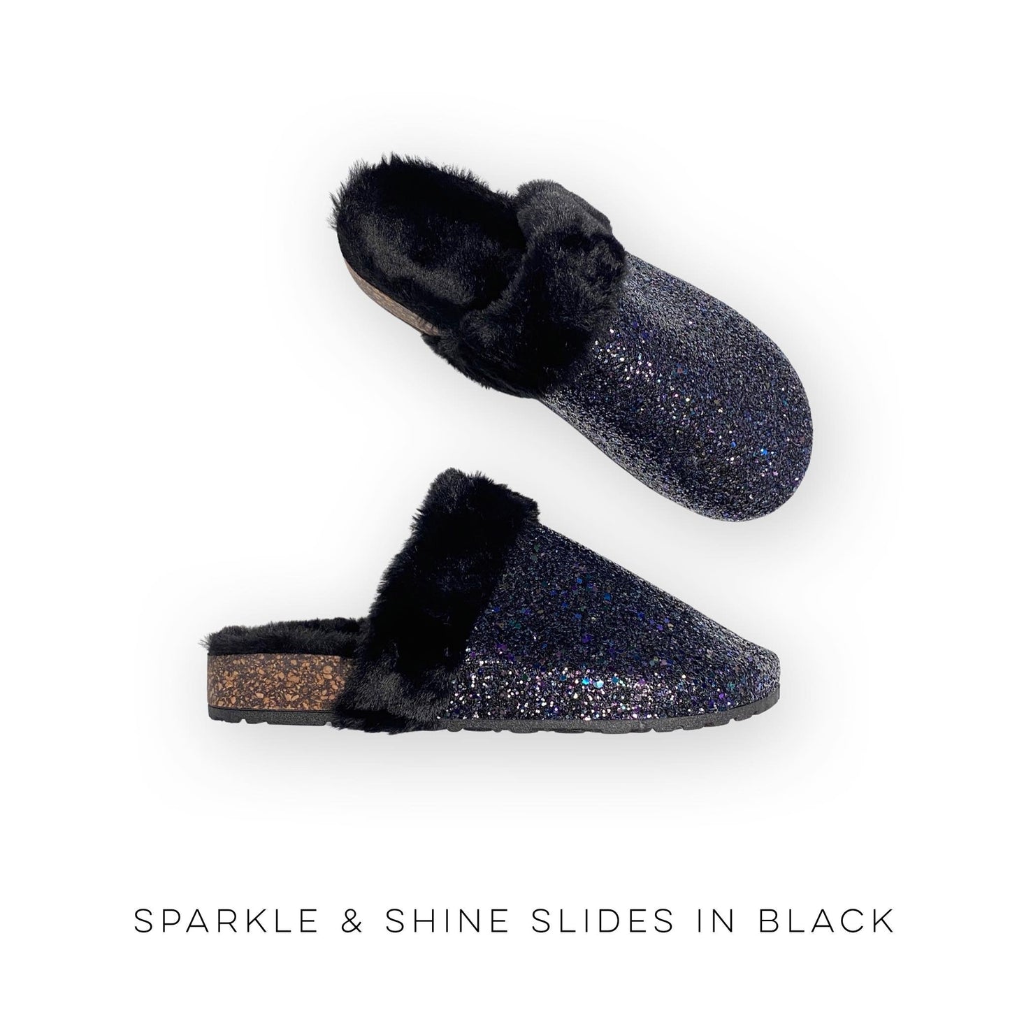 Sparkle & Shine Slides in Black