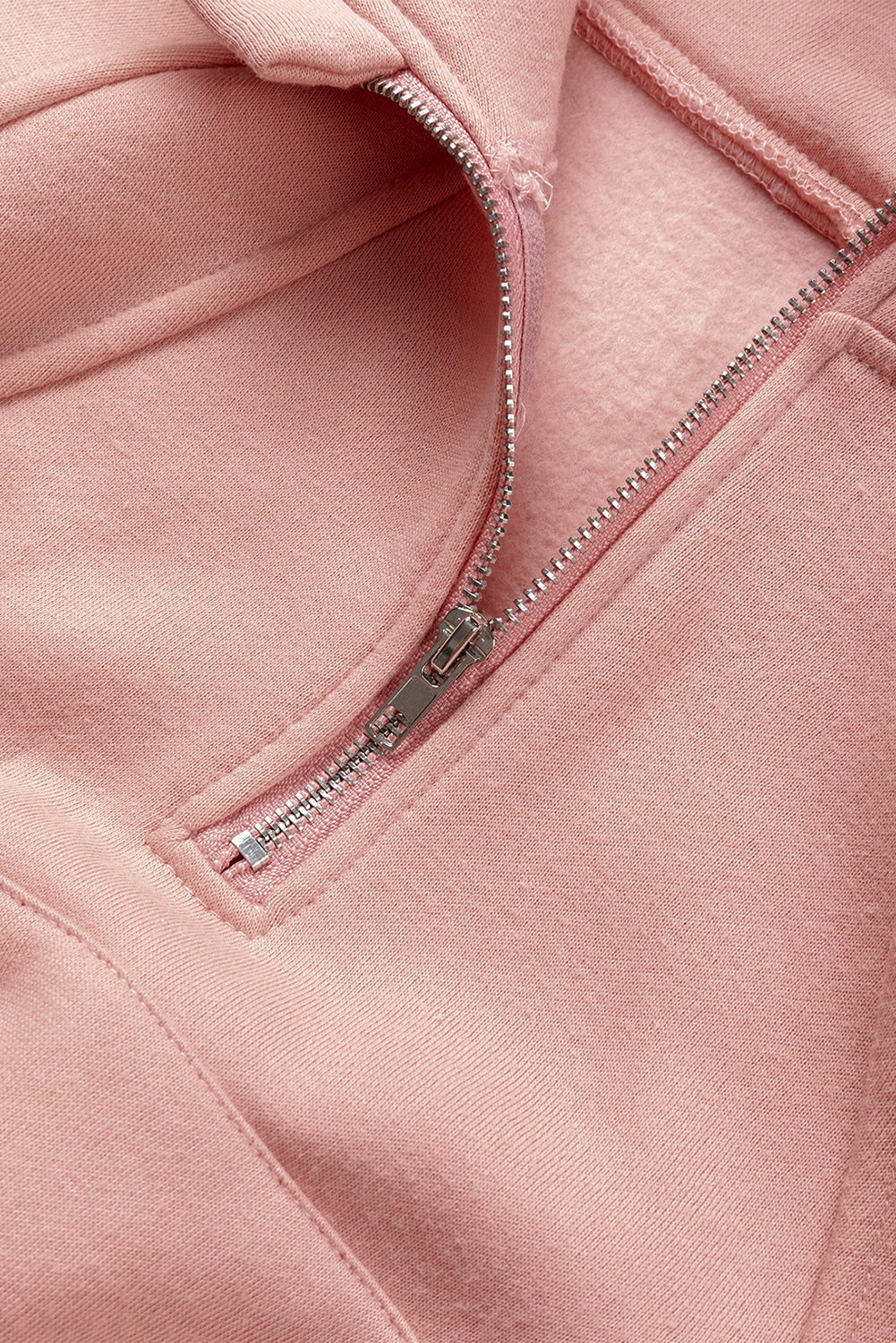 Pink Quarter Zip Kangaroo Pocket Hoodie