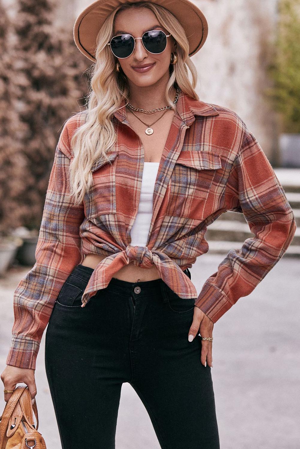 Multicolor Plaid Print Flap Pocket Shirt