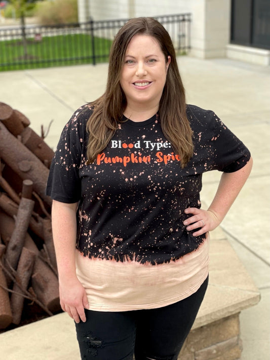 Blood Type Pumpkin Spice Bleached Graphic Tee