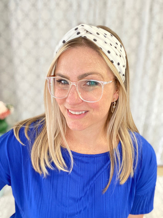 Polka Dotted Fun Headband in White