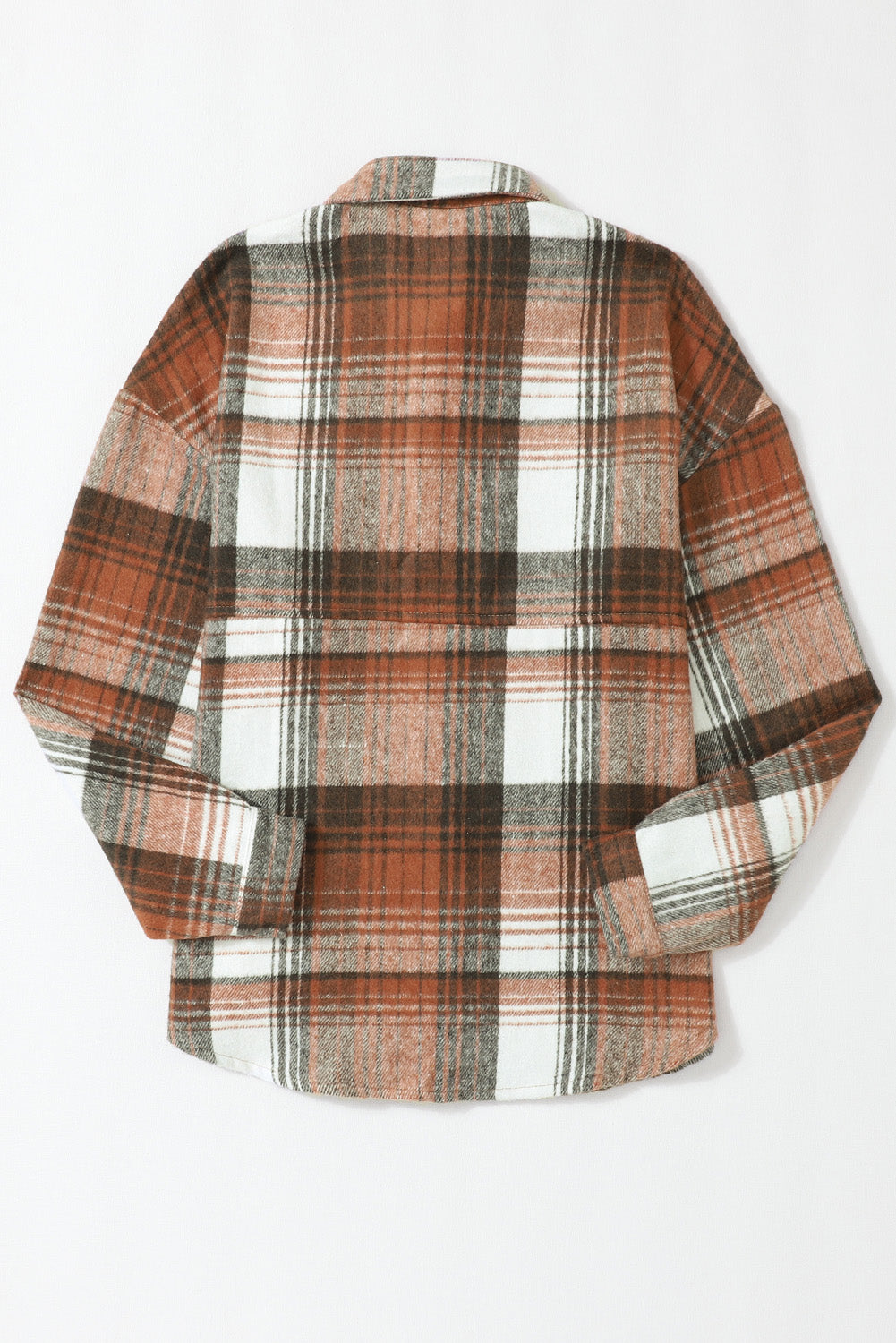 Brown Plaid Flap Pockets Shacket