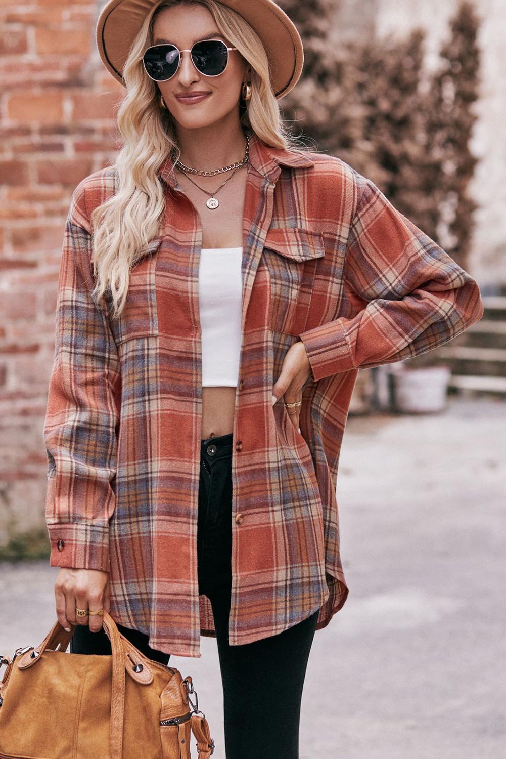 Multicolor Plaid Print Flap Pocket Shirt