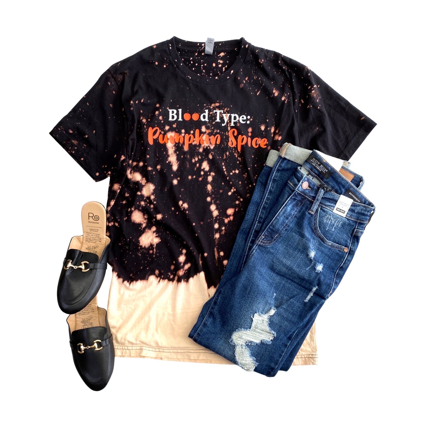 Blood Type Pumpkin Spice Bleached Graphic Tee