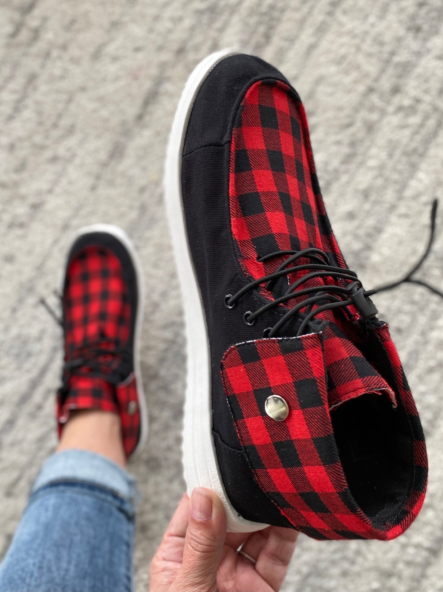 My Walking Burlap Shoes in Plaid