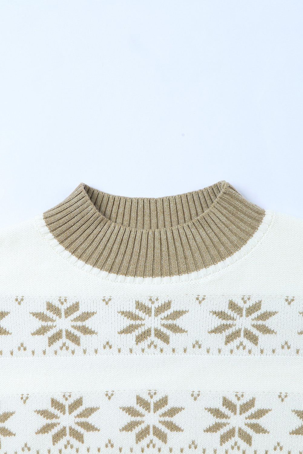 White Christmas Snowflake High Neck Knit Sweater