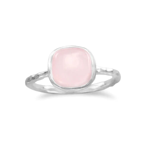 Square Rose Quartz Ring