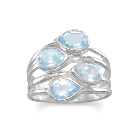 Pear Blue Topaz Ring