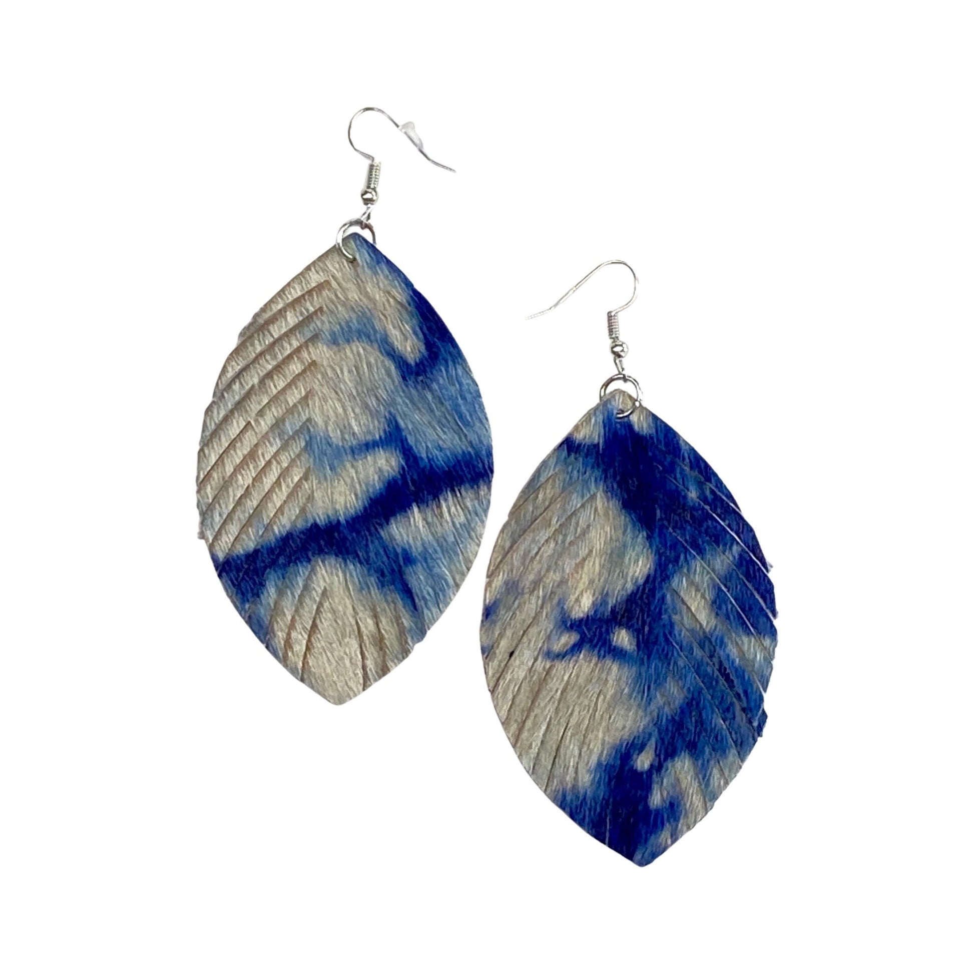 Blue Marble Fringe Earrings