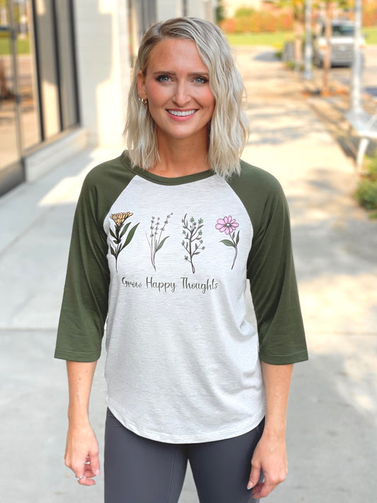 Grow Happy Thoughts Graphic Raglan