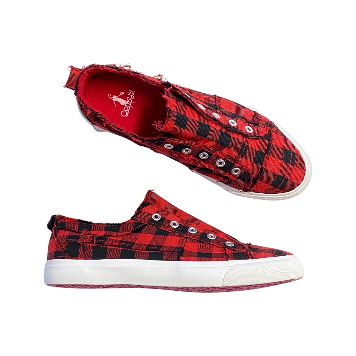 My Red Plaid Babalu Shoes