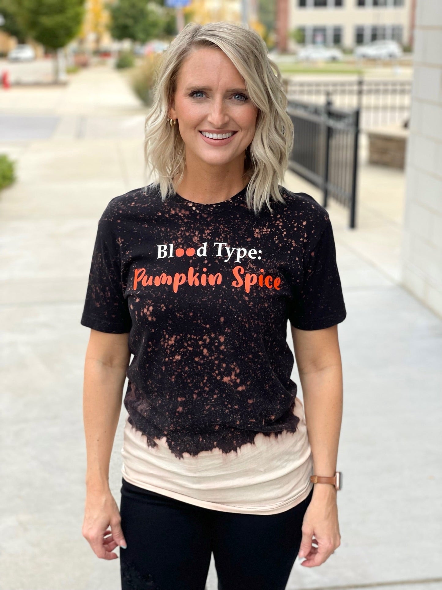 Blood Type Pumpkin Spice Bleached Graphic Tee