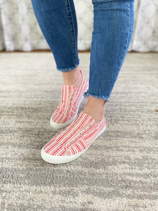 My Red Striped Babalu Shoes