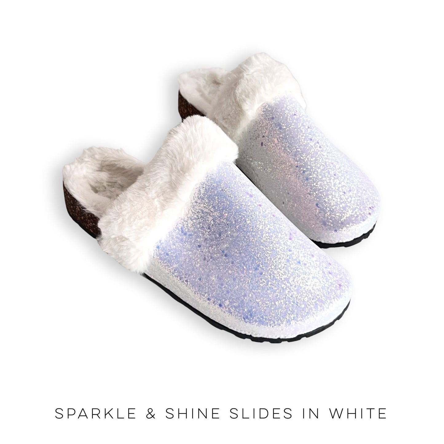 Sparkle & Shine Slides in White