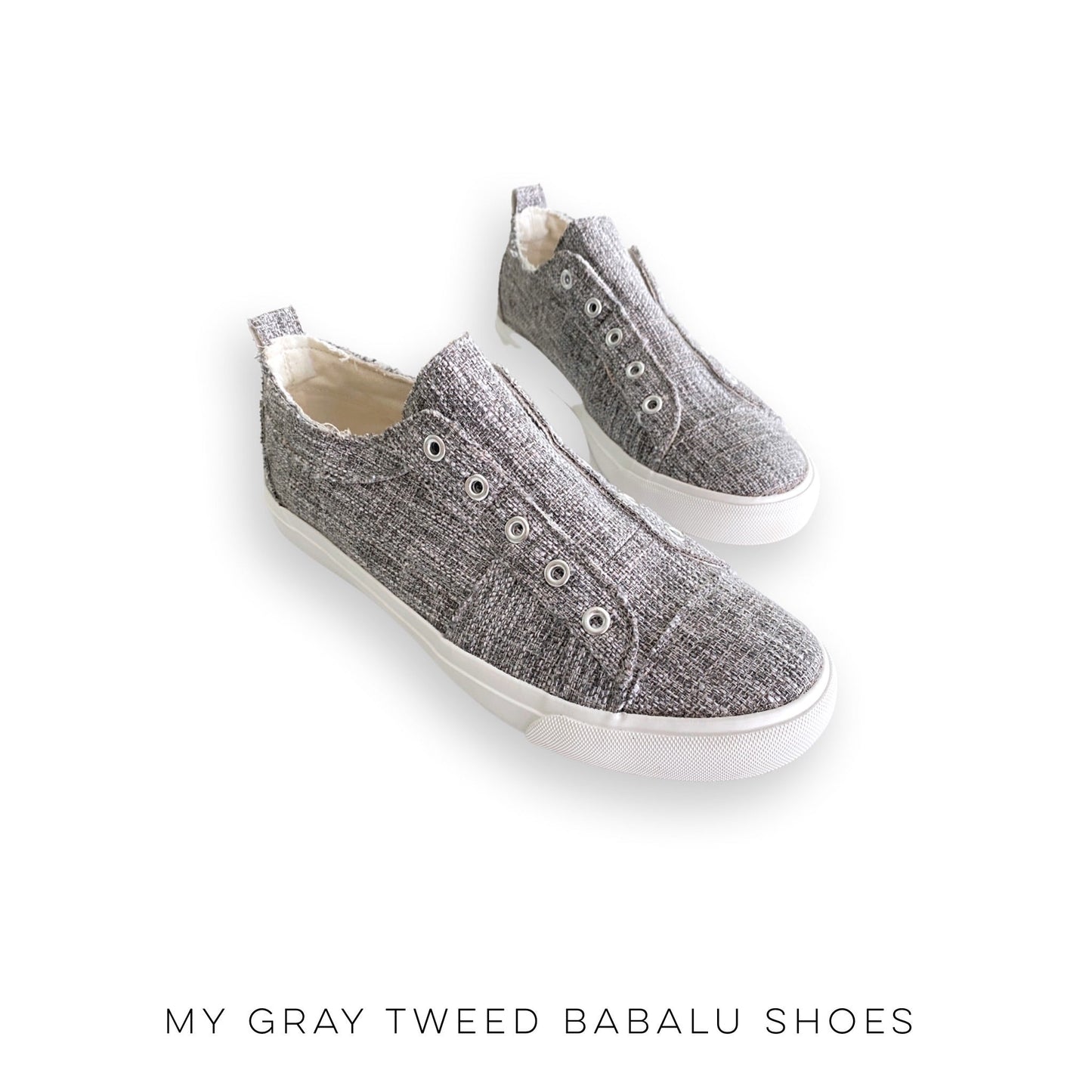 My Gray Tweed Babalu Shoes