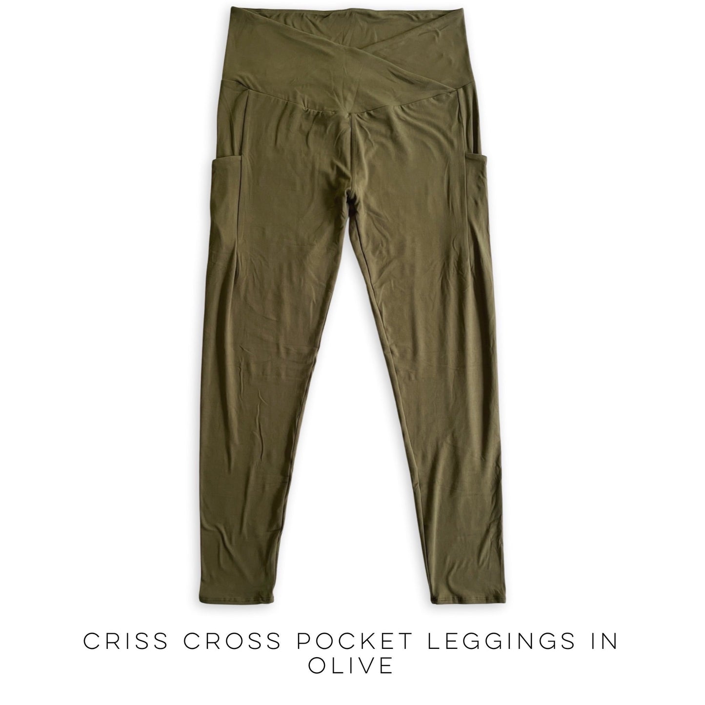 Criss Cross Pocket Leggings in Olive