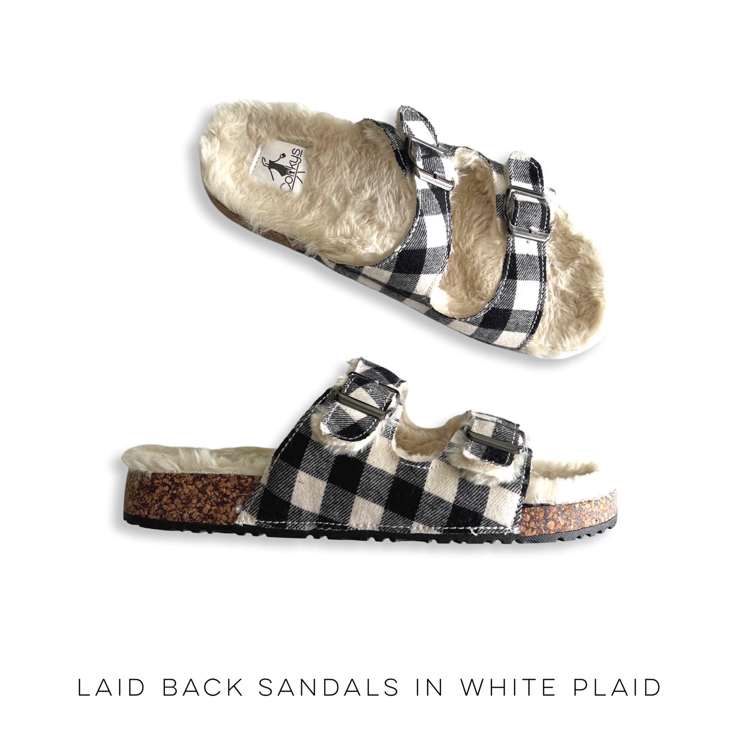 Laid Back Sandals in White Plaid