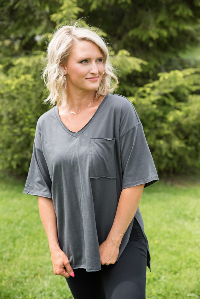 Lazy Days Boyfriend Tee in Ash Grey