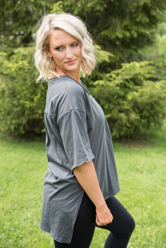 Lazy Days Boyfriend Tee in Ash Grey