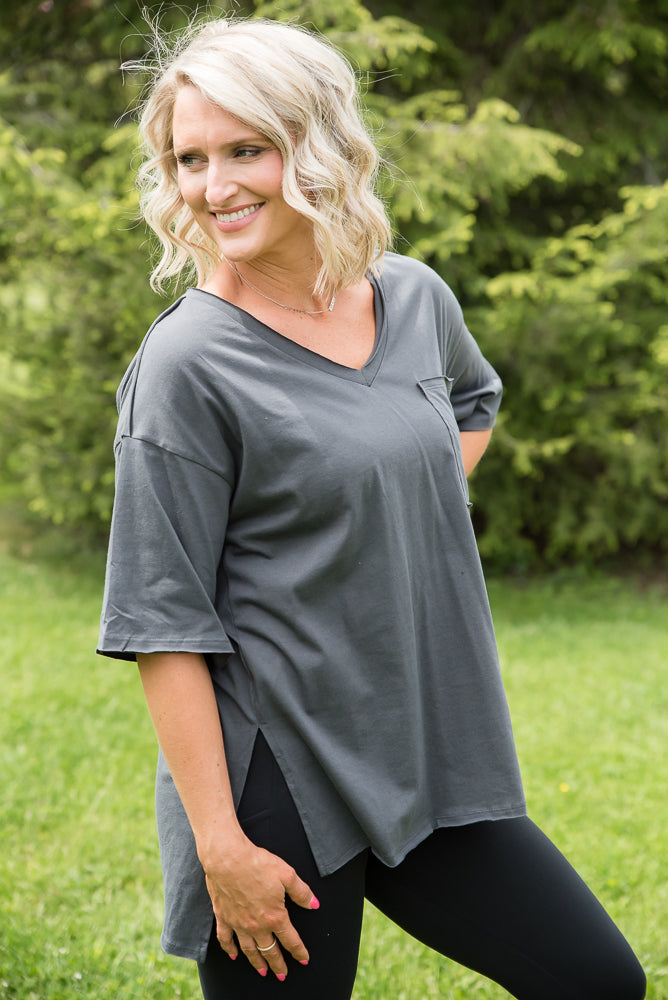 Lazy Days Boyfriend Tee in Ash Grey