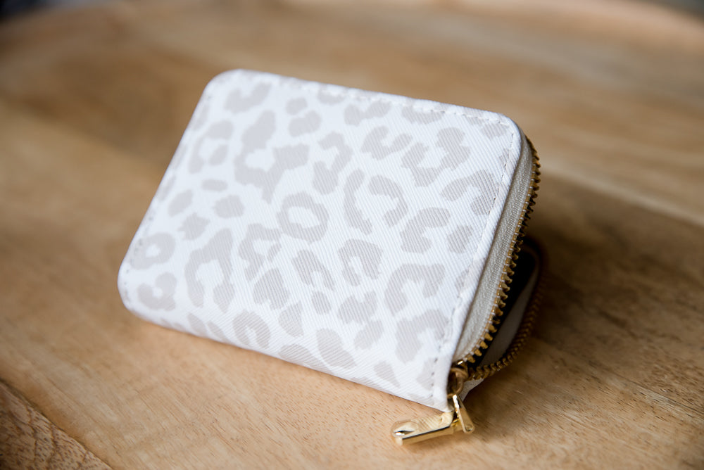Adventure Mini Wallet In White Leopard