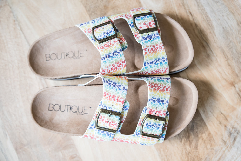 Beach Babe Sandals in Rainbow Leopard