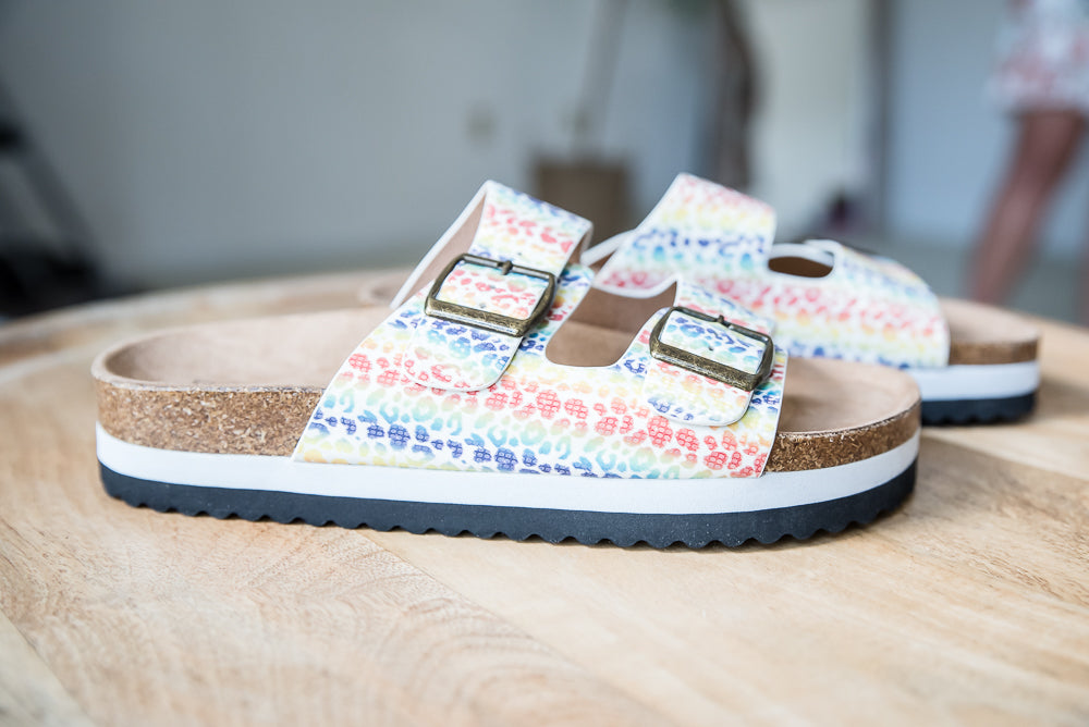 Beach Babe Sandals in Rainbow Leopard