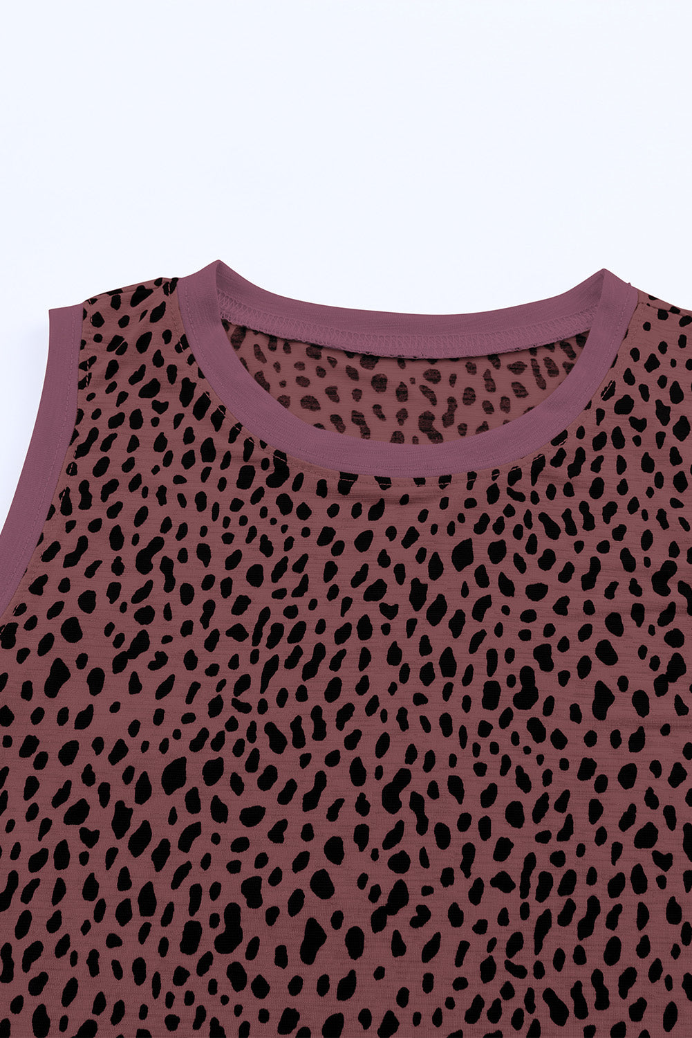 Red Leopard Print Round Neck Tank Top