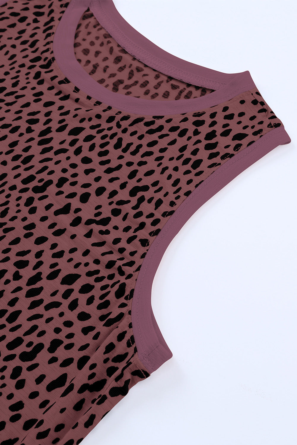 Red Leopard Print Round Neck Tank Top