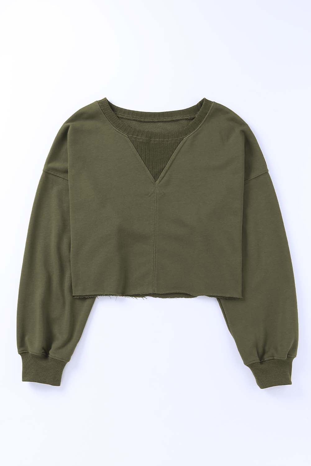 Green Drop Shoulder Cropped Sweatshirt