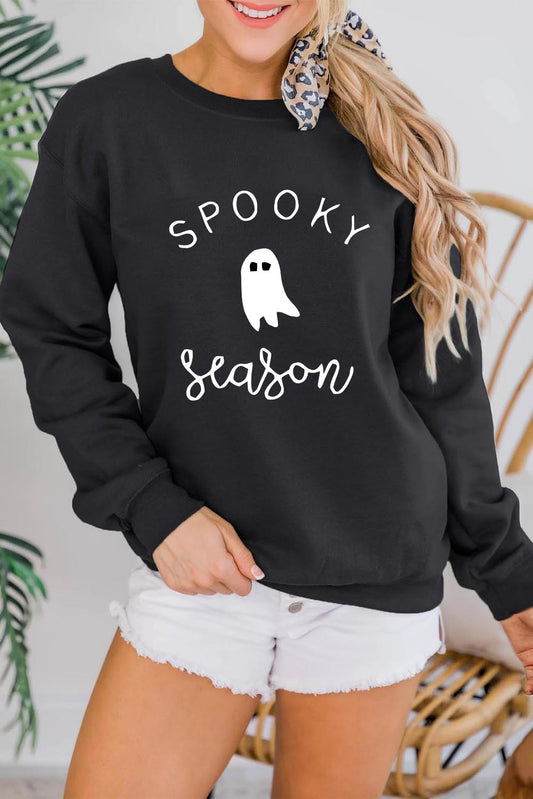 Black SPOOKY Season Ghost Graphic Sweatshirt