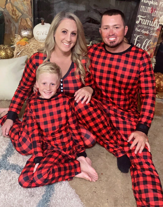 Matching Family Pajamas in Buffalo Plaid