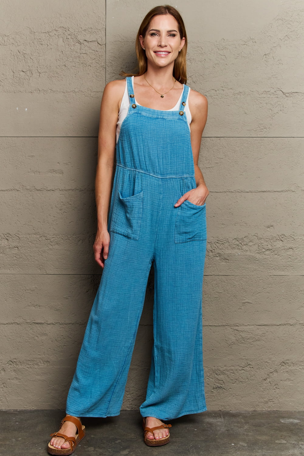 HEYSON Playful Mineral Wash Gauze Overalls