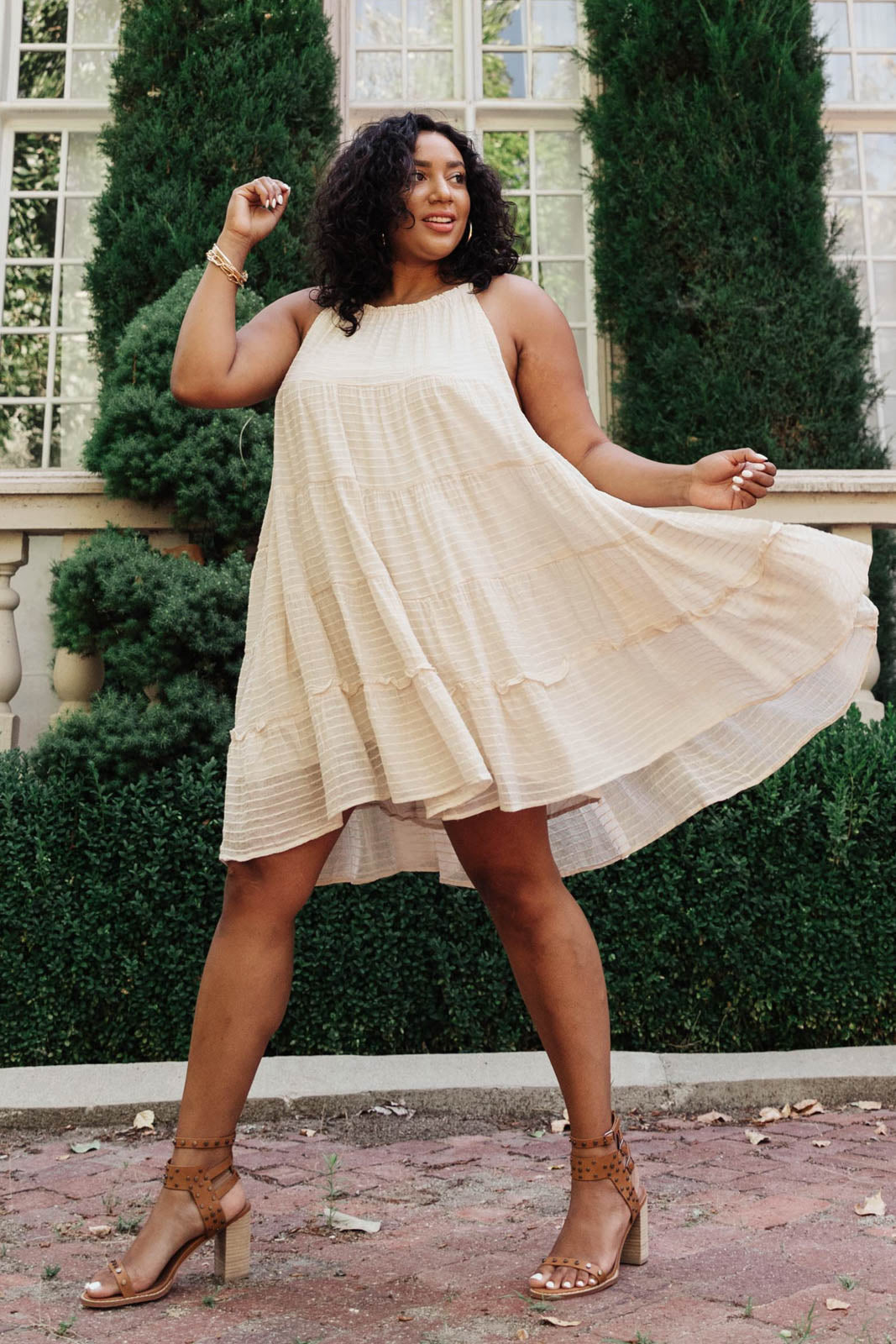 Tiered Halter Dress in Natural